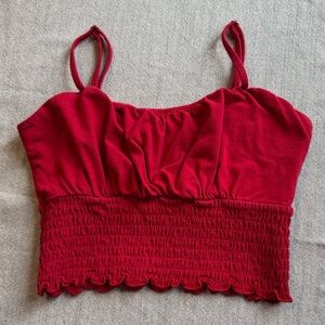 Hollister Red Smocked Junior Crop Top